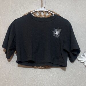 Abound Black Crop Top with White Eye Design